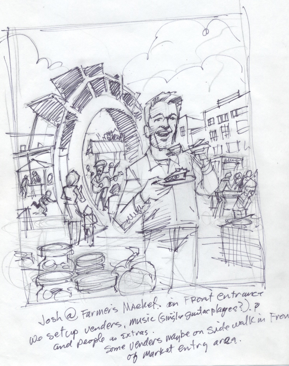 Sketch Of Josh Duhamel At A Farmer's Market In North Dakota