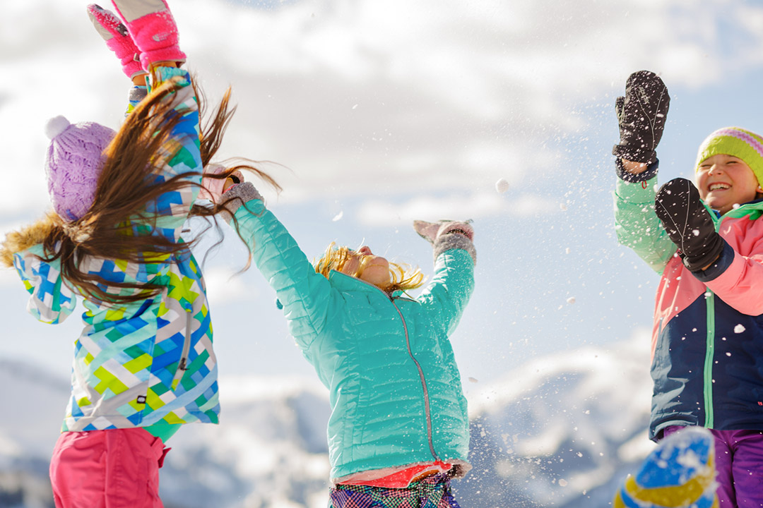 This Joyful, Active Photograph was Part of a Photograph Campaign for Snowmass, Colorado. Kids Playing in the Snow is an Iconic Image for Life in the Mountains.
