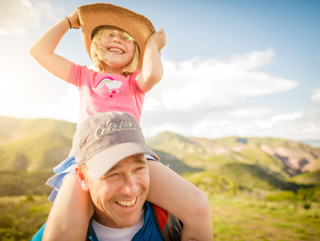 Girl And Father On Cabela's Cover For Camping Lifestyle Shoot During Summer Sunset.