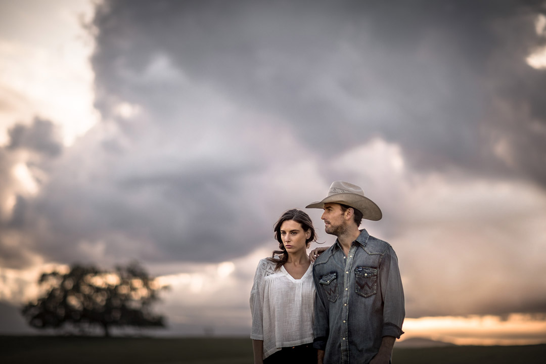 A Young Western Couple On The Ranch For A Fashion Photo In California. Western Fashion Is A Primary Focus Of Tyler Stableford. 