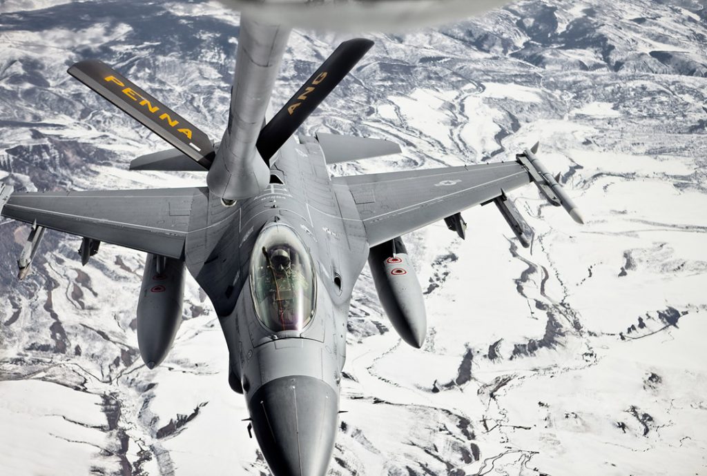 140th Wing at Buckley Air Force Base performs a mid air refueling mission over Western Colorado and Salt Lake City, UT.