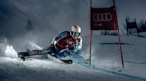 Extreme Downhill Skiing Photographer, Tyler Stableford, Captures this Intense Moment in Giant Slalom near Aspen, Colorado.