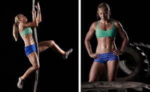 This Portrait of Female Cross-fit Athlete Captures the Strength and Beauty of this Active Lifestyle. She was Photographed in the Gym and Rope Climbing.