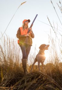 Cabela's Hunting Vest, Coat and Boots are Featured in this image by Aspen photographer, Tyler Stableford. Small Game Season with a Shotgun and Retriever.