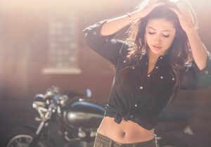 Female motorcycle fashion shoot in Denver Colorado