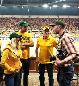 Tyler talks with Josh Duhamel, the governor of North Dakota, and the governor's wife.