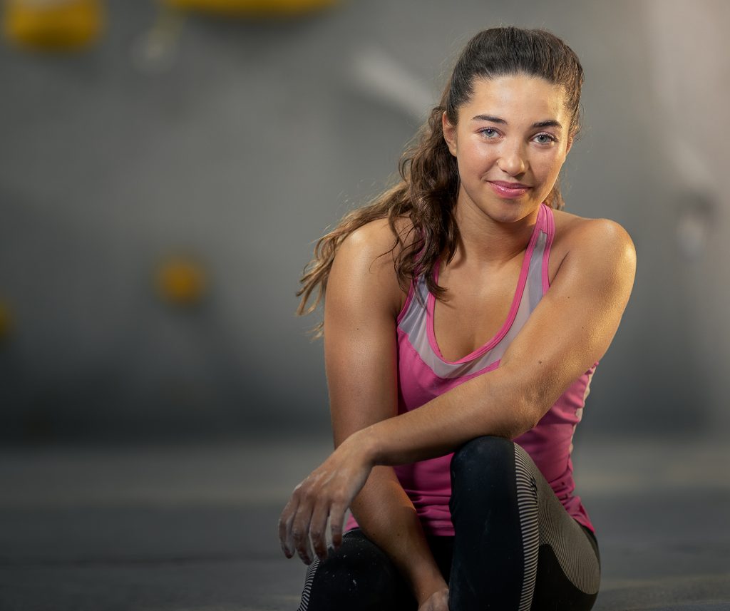 Portrait of Olympic climber Brooke Raboutou.
