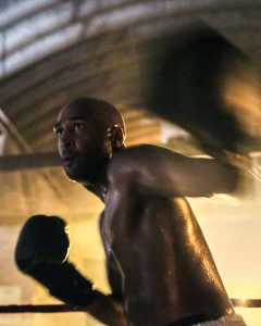 A boxer throws a punch in Tyler's SanDisk campaign